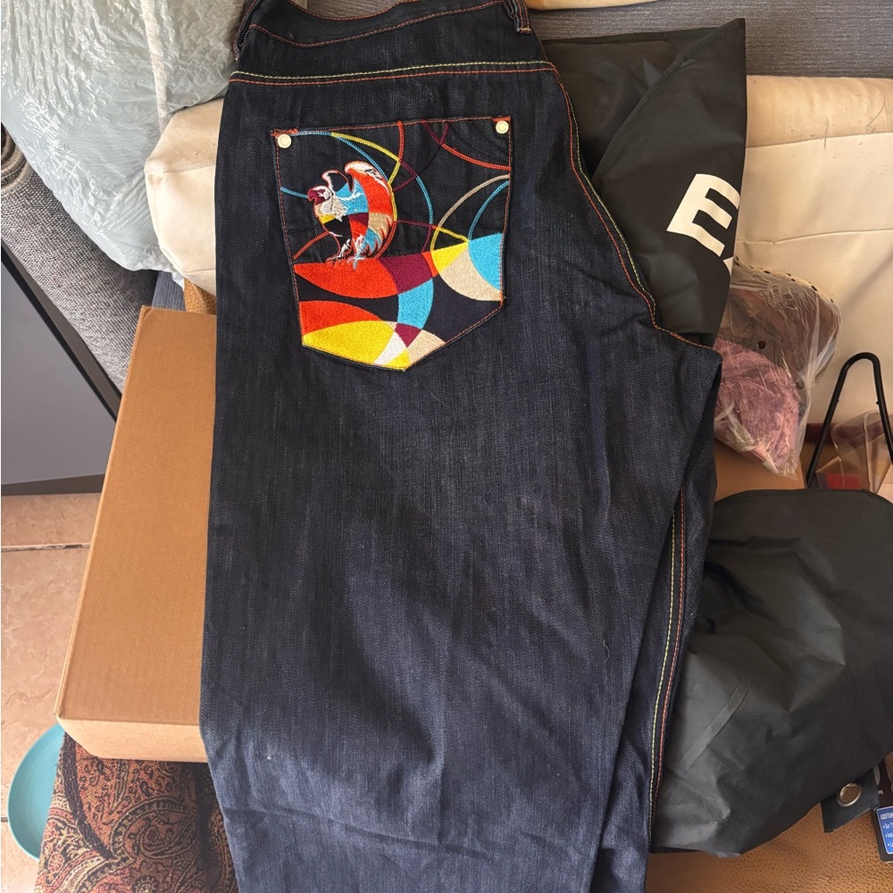 COOGI Men's Dark Blue Jeans with Multicolor Pocket